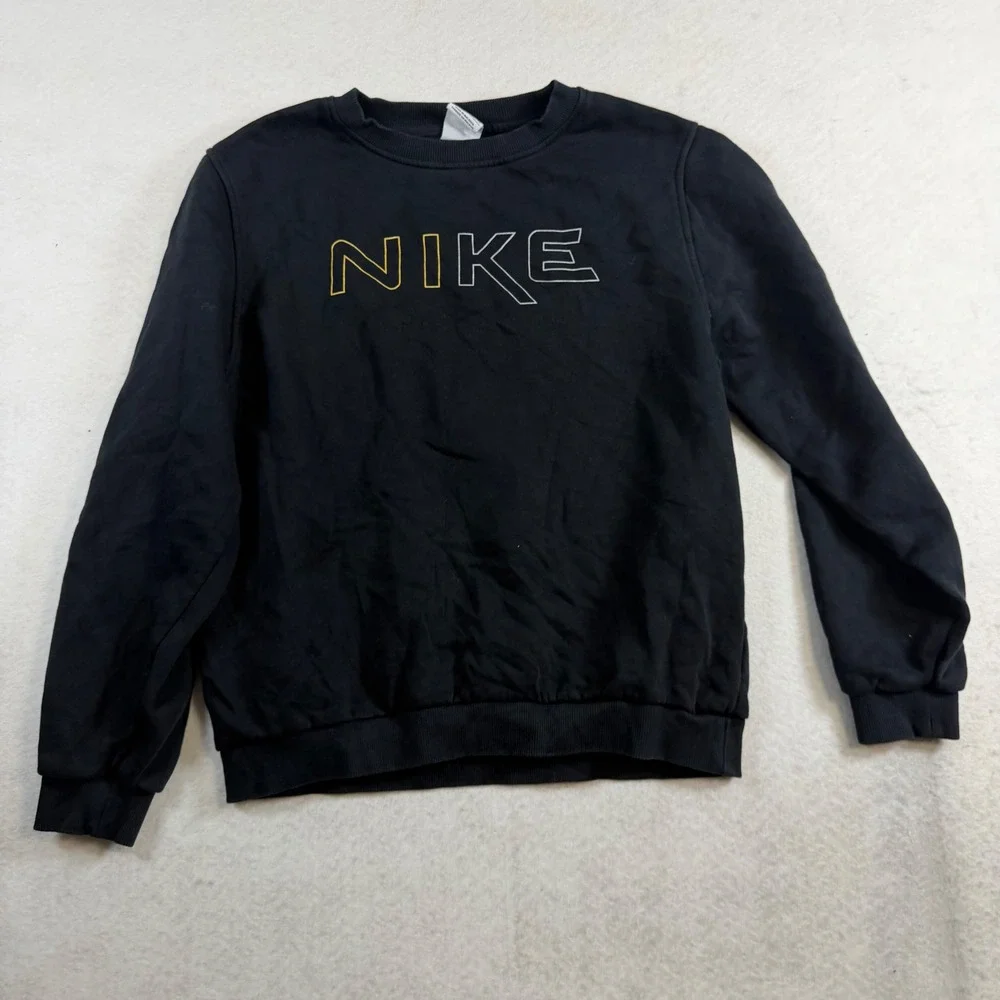 Nike Mens XL Black Crewneck Sweatshirt Embroidered Logo Pullover Sportswear